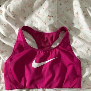 Nike Magenta Racerback Sports Bra with White Swoosh